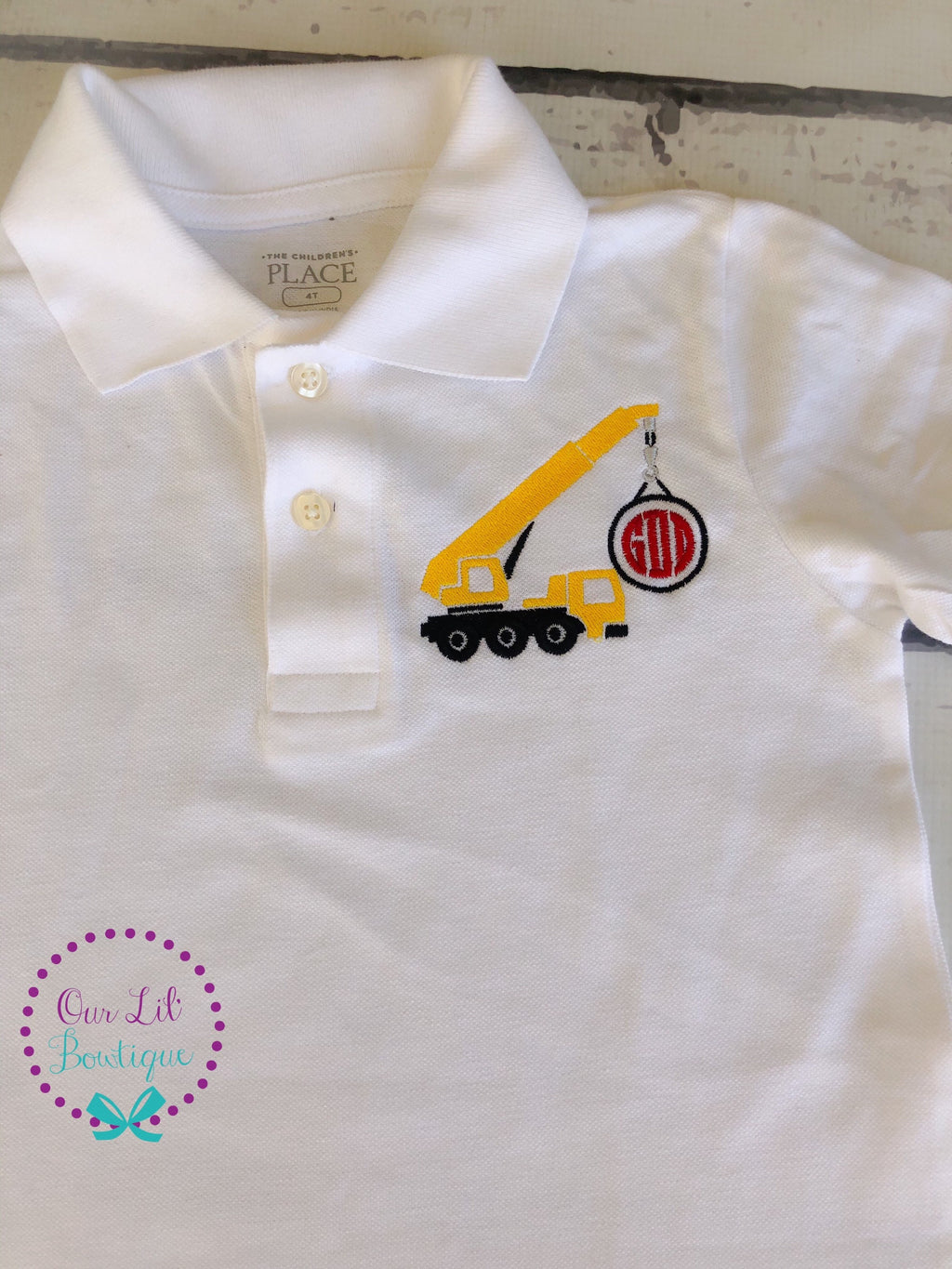 Construction Truck Birthday Polo: Personalized Monogrammed Shirt