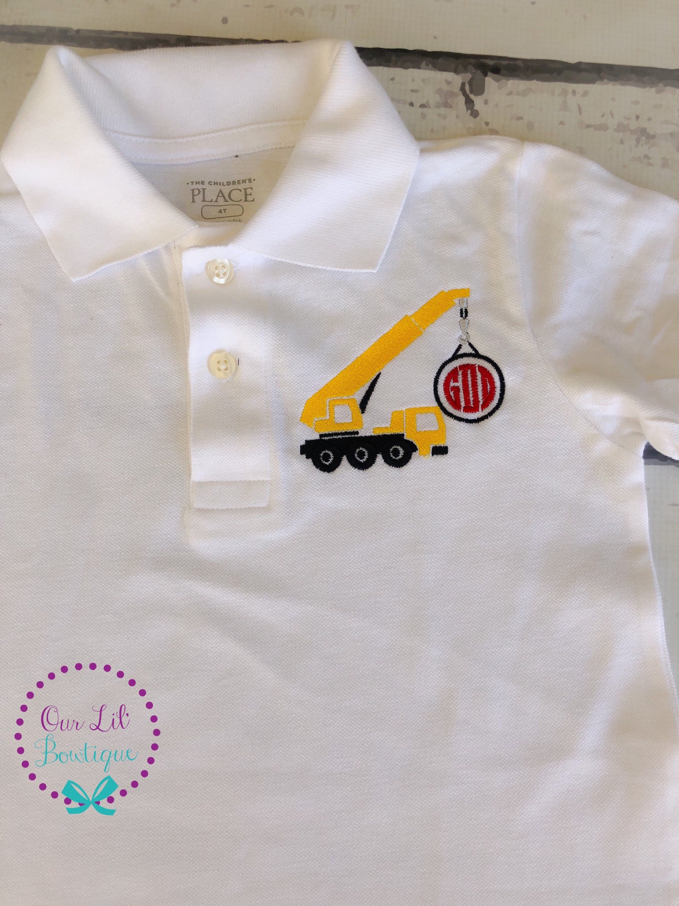Construction Truck Birthday Polo: Personalized Monogrammed Shirt