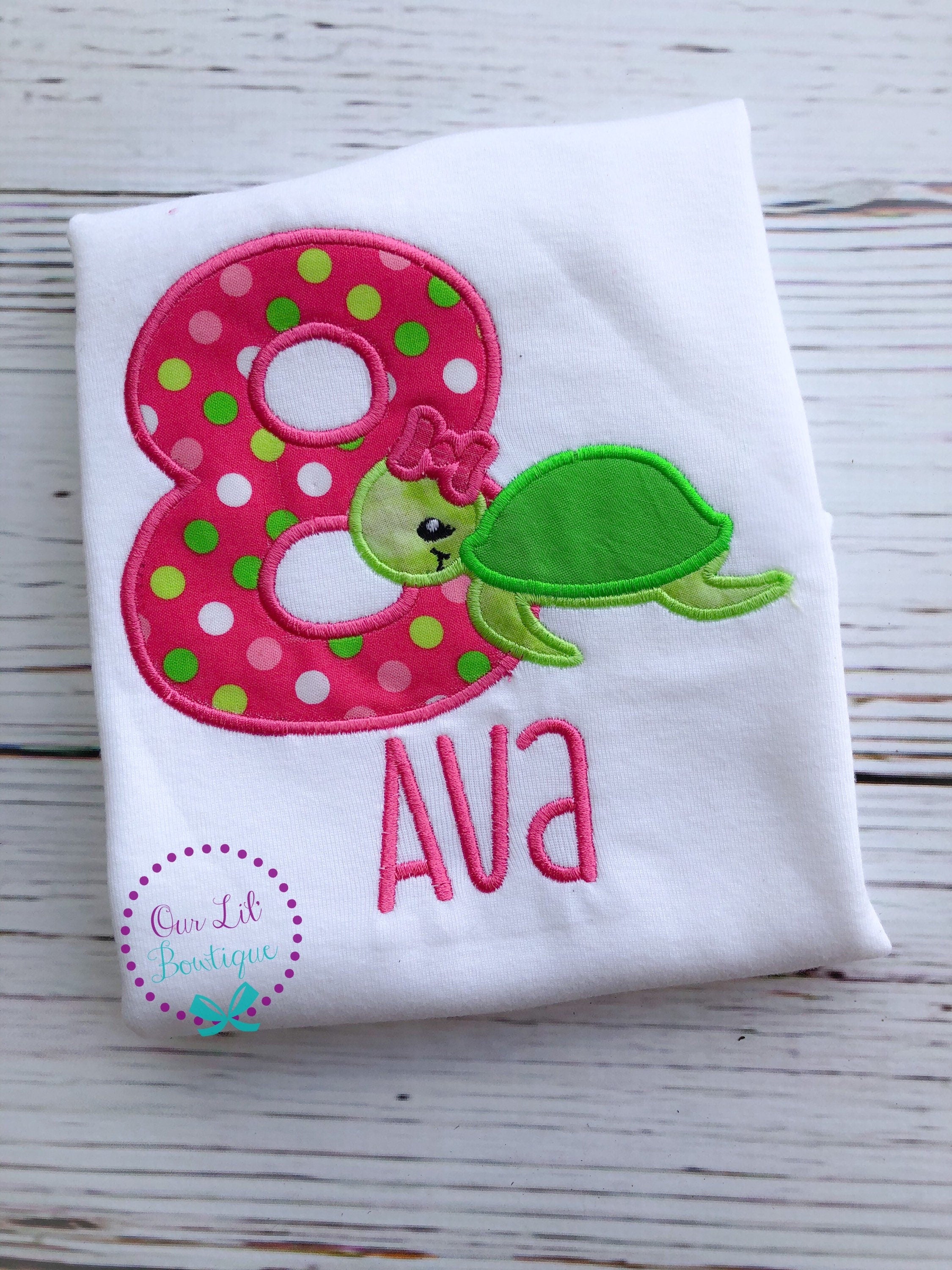 Personalized Turtle Birthday Shirt: Girls Summer Outfit