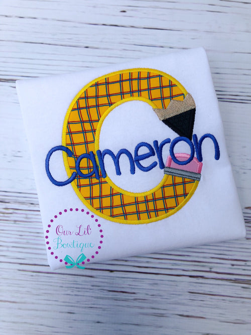Boys Pencil Shirt - Embroidered Back to School Monogram Shirt - School Shirt - Boys School Shirt