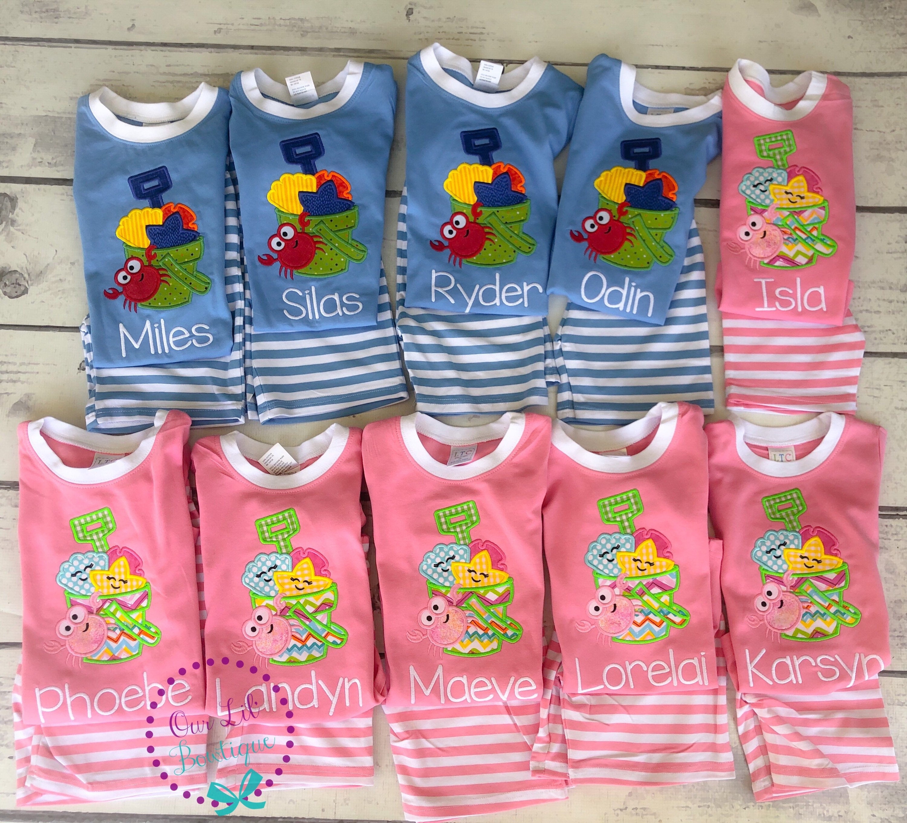 Personalized Beach Outfit: Sandbucket Applique Shirt, Vacation Set