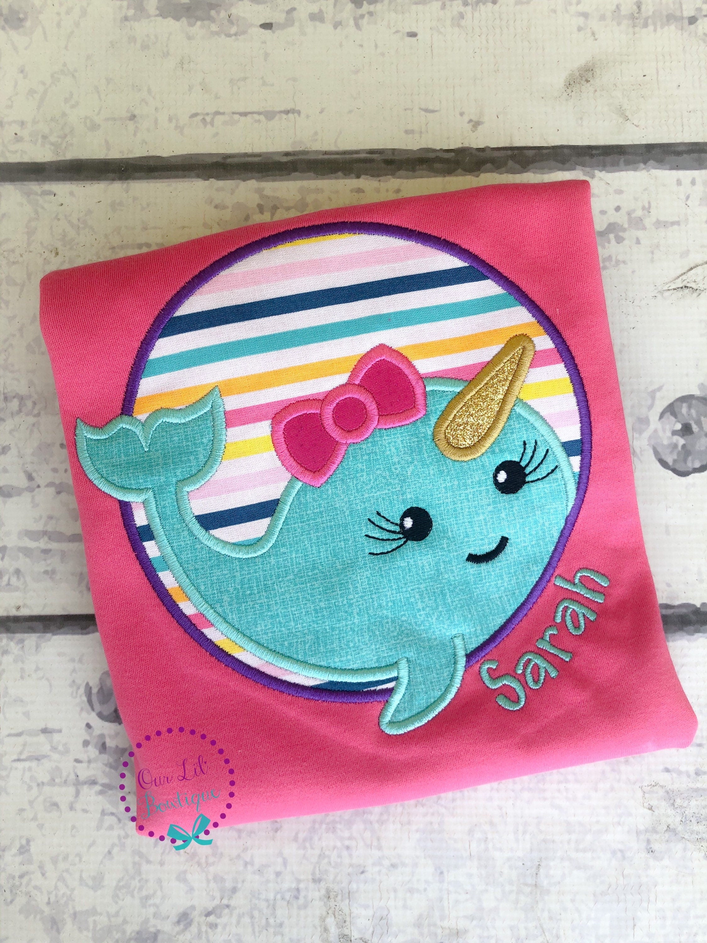 Personalized Narwhal Shirt - Girl Narwhal Shirt - Boy Narwhal Shirt - Cute Narwhal Applique - Narwhal Applique - Summer Shirt - Birthday
