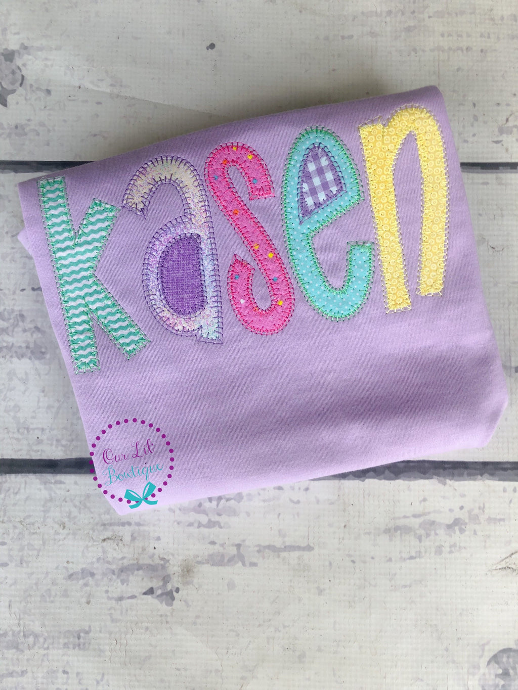 Personalized Name Shirt - Girls Name Shirt - Birthday - Appliqued Name Shirt - Vintage Stitch Name Shirt - Girls Monogram Shirt - Applique