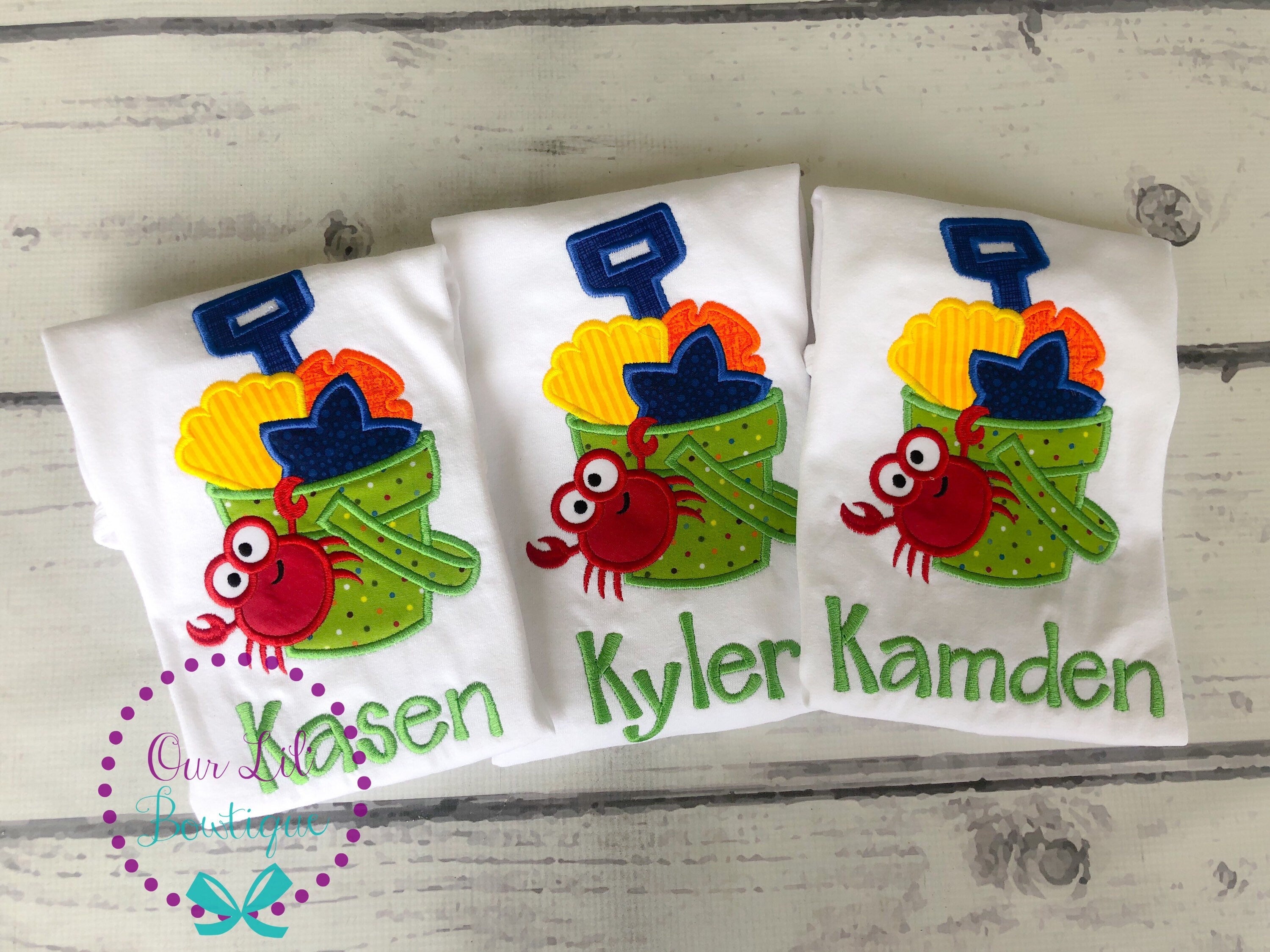 Personalized Sand Pail Applique Shirt - Beach Vacation Outfit