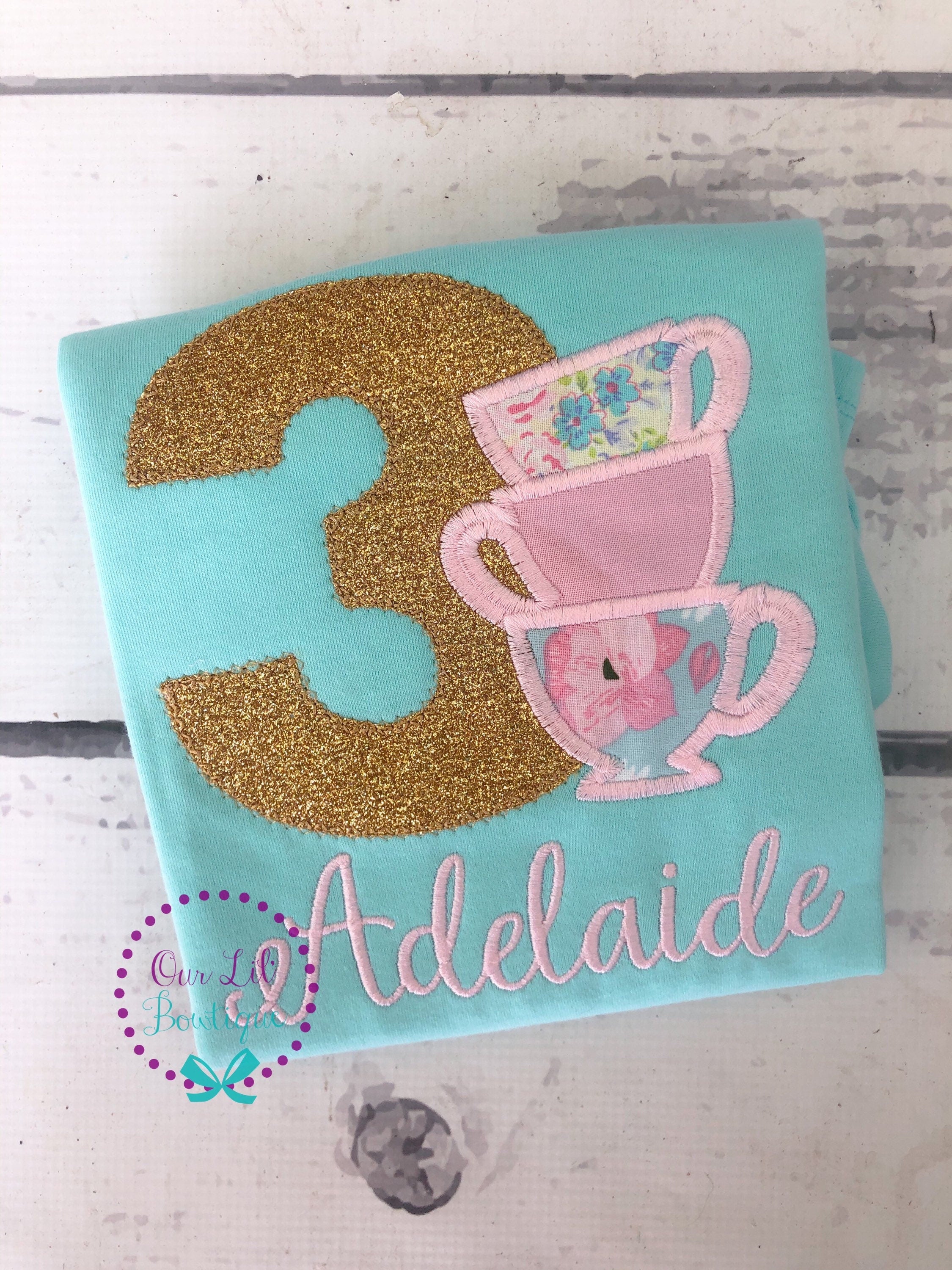 Tea Party Birthday Shirt: Teapot Outfit, Personalized First Birthday