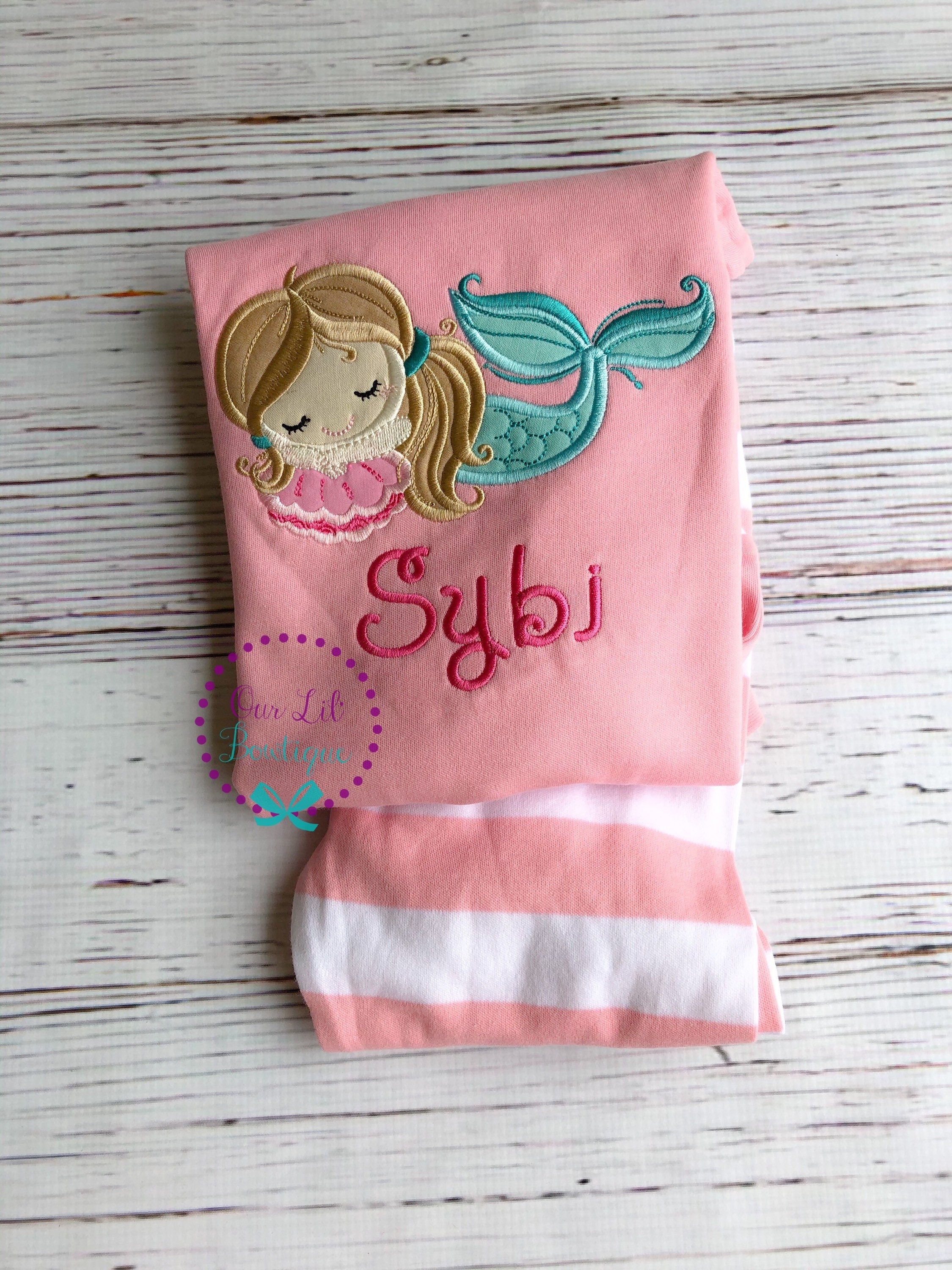 Personalized Mermaid Applique Birthday Shirt
