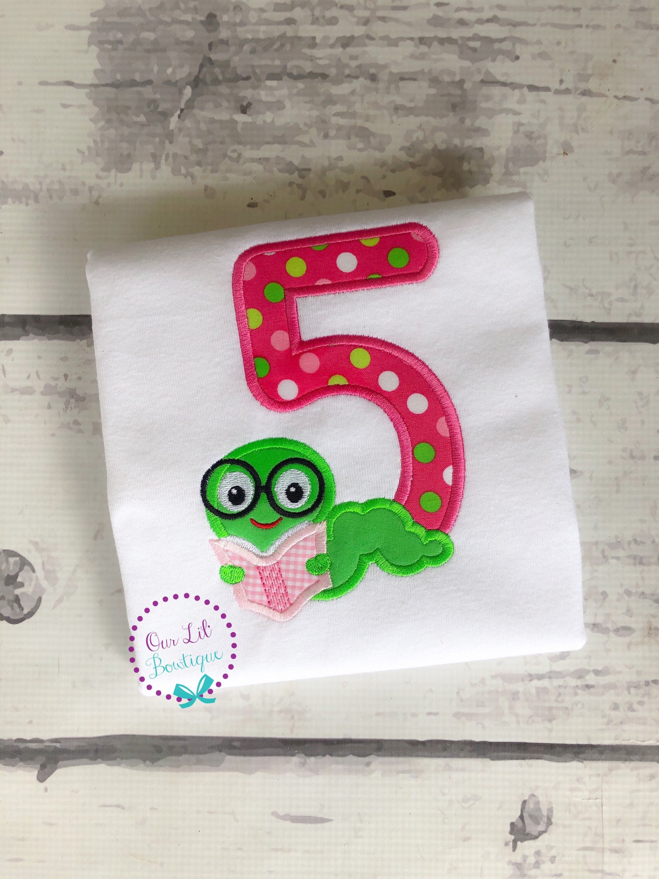 Bookworm Birthday Shirt: Embroidered Personalized Outfit