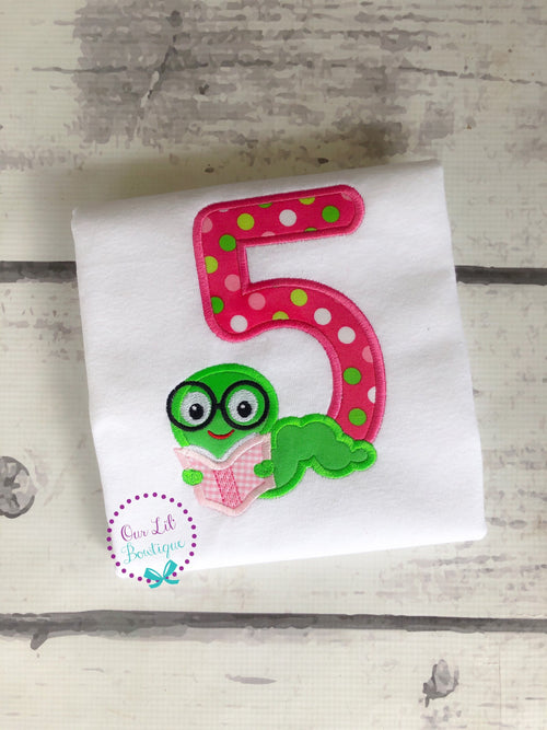 Bookworm Birthday Shirt: Embroidered Personalized Outfit