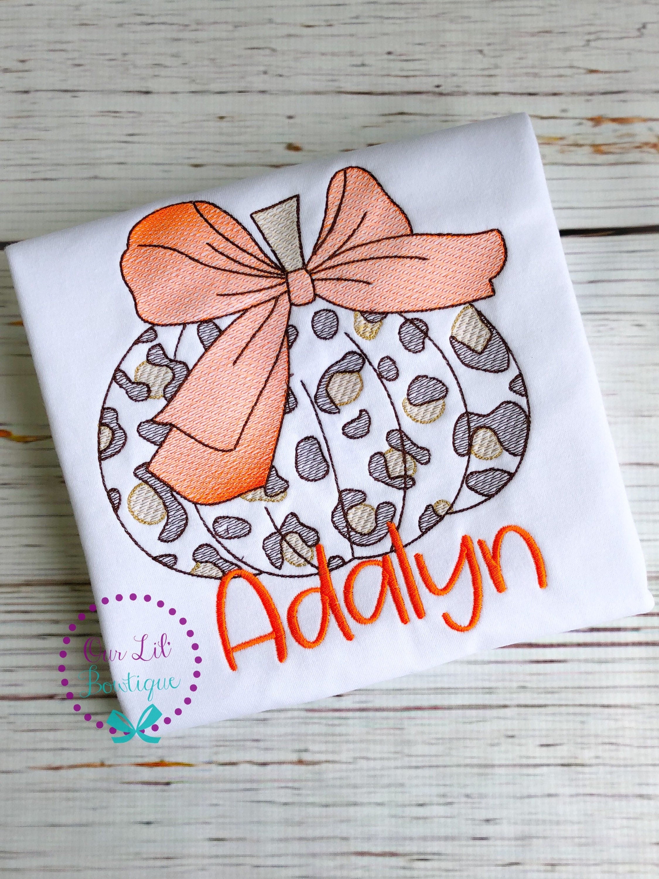 Personalized Leopard Pumpkin Shirt: Girls Birthday Applique Top