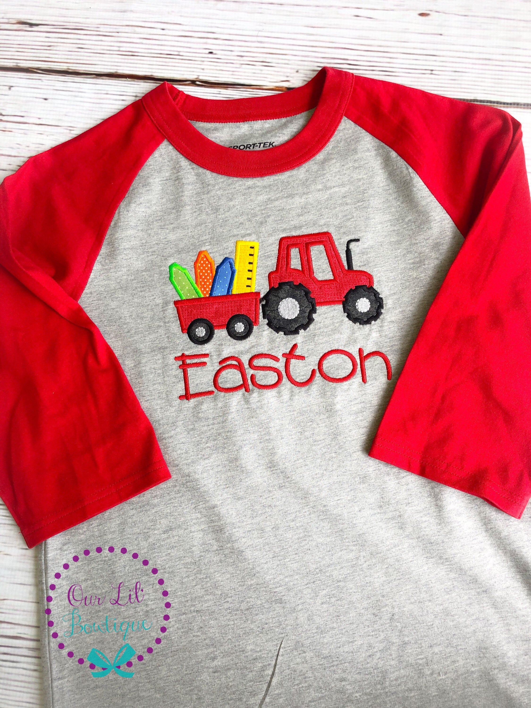 School Shirt - Preschool Shirt - Tractor Shirt - School Supplies - Kindergarten Shirt - Boy Back to School Shirt Tractor School Supply Shirt