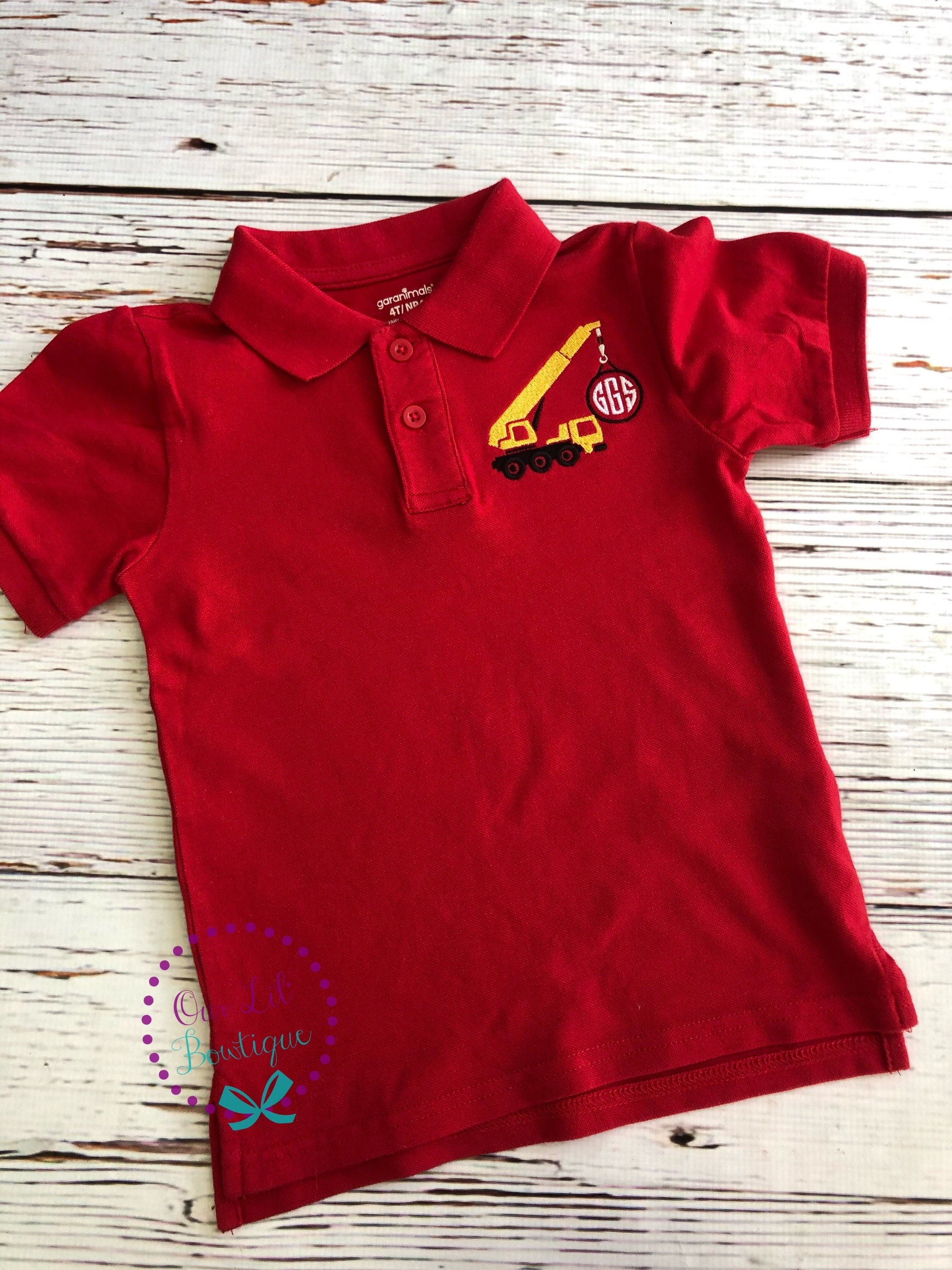 Construction Truck Birthday Polo: Personalized Monogrammed Shirt