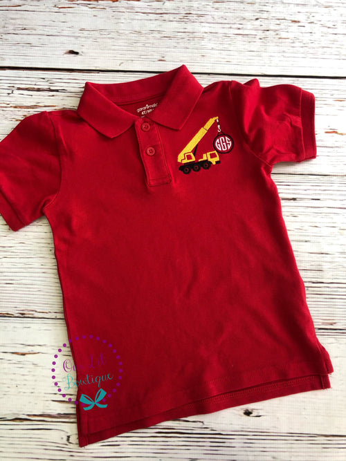 Construction Truck Birthday Polo: Personalized Monogrammed Shirt