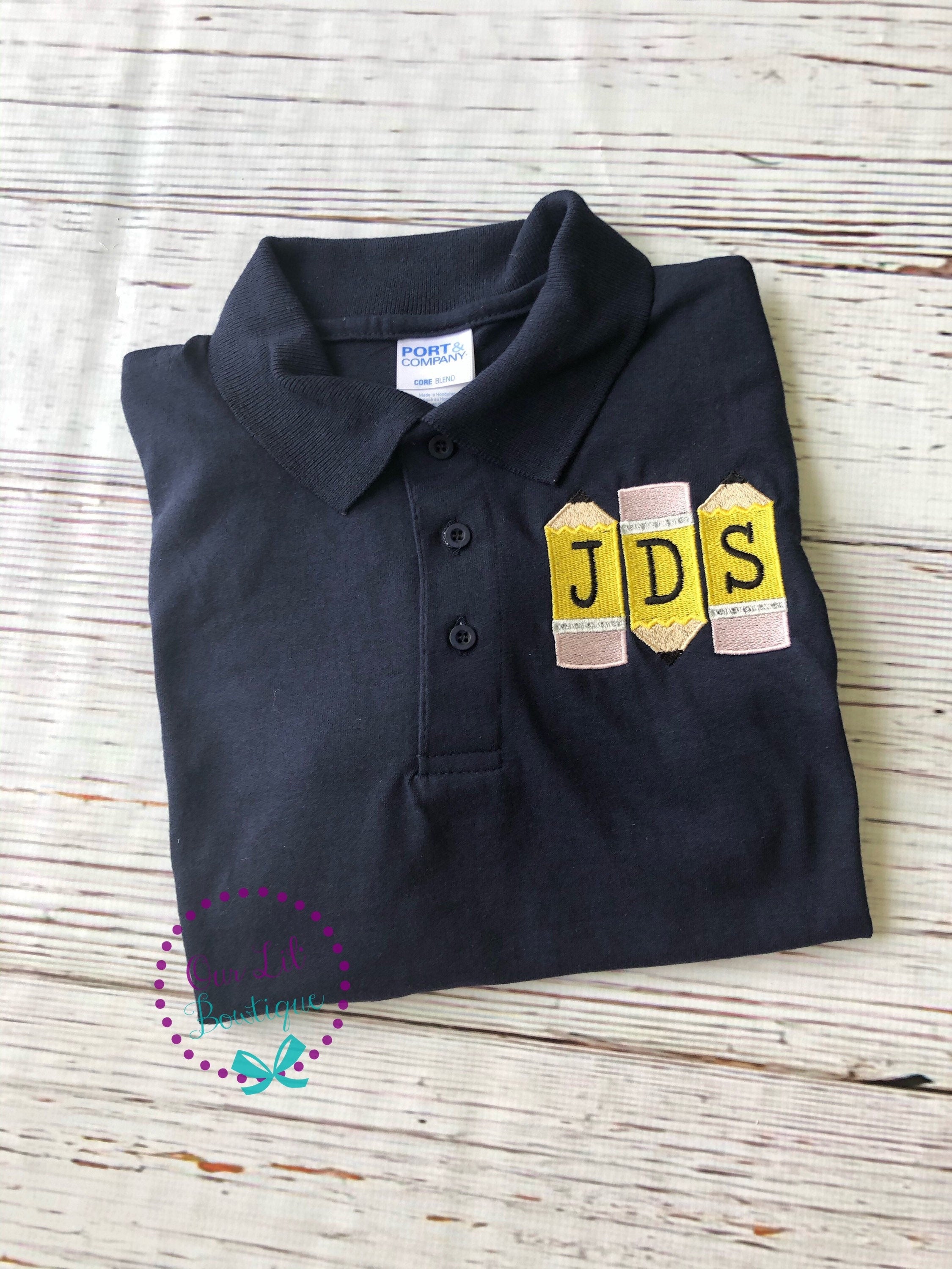 Monogrammed Pencil Polo Shirt - Back to School Outfit