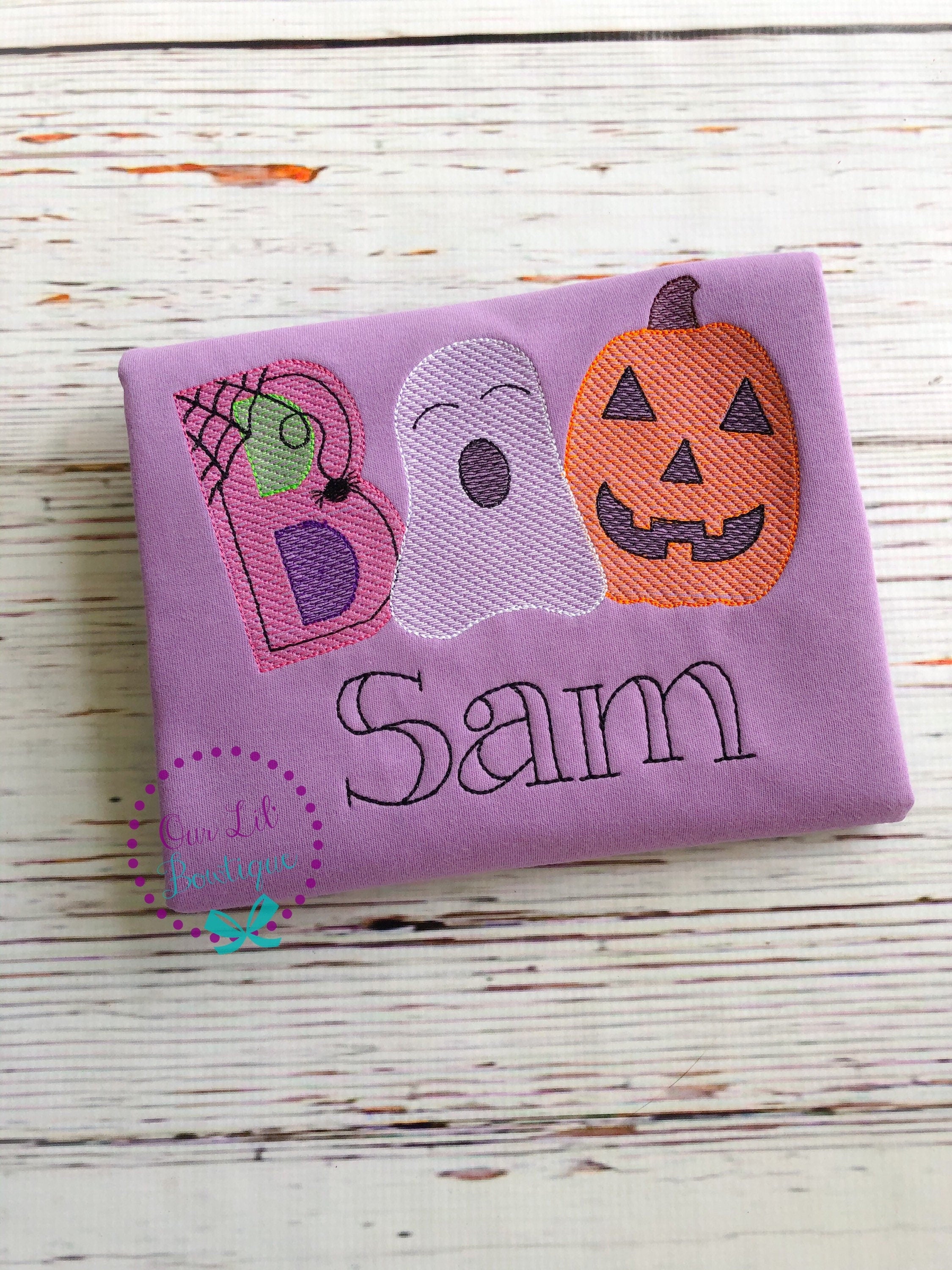 Embroidered Halloween Shirt: Ghost, Pumpkin, Personalized Boo Design