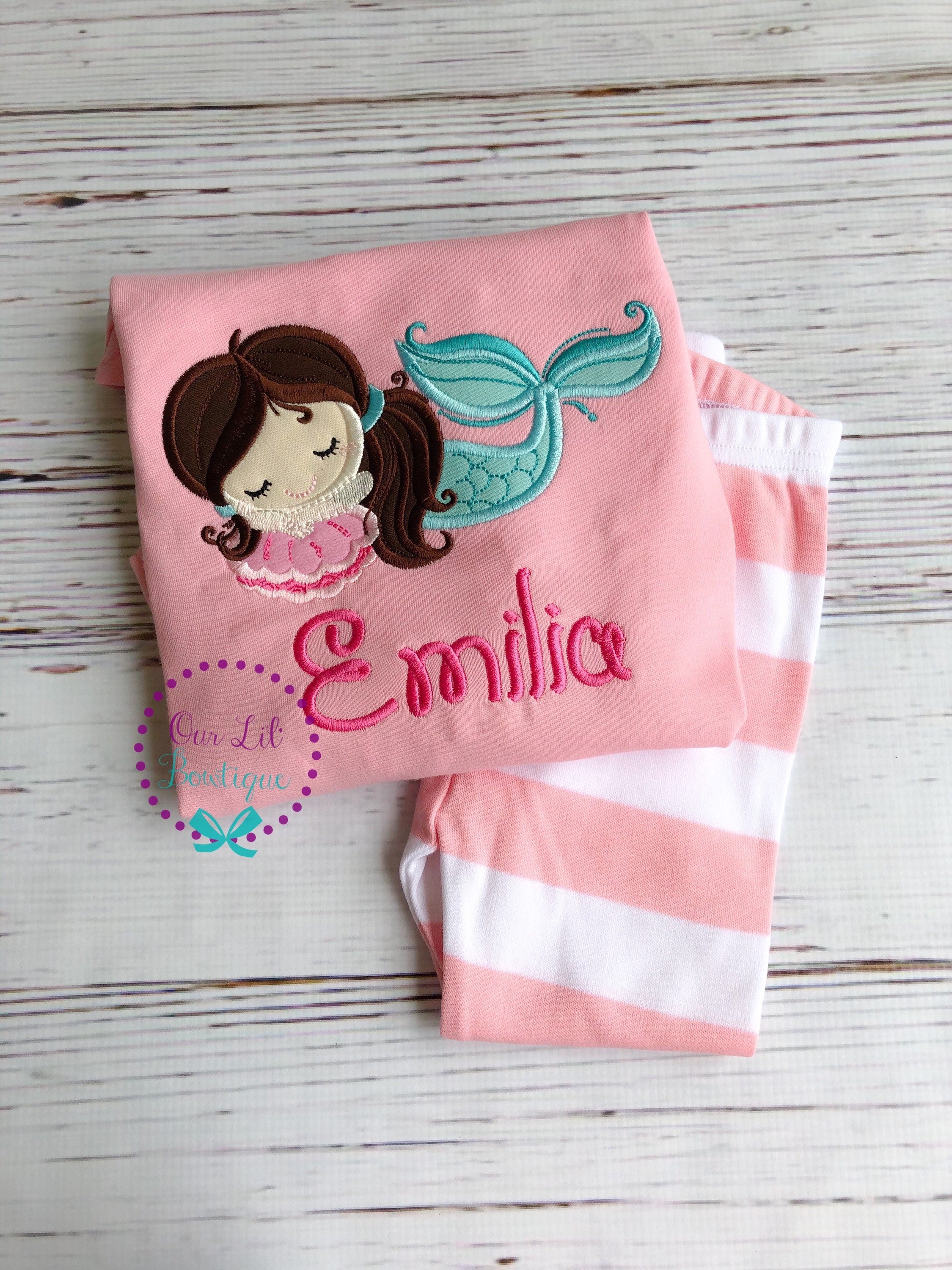 Personalized Mermaid Applique Birthday Shirt