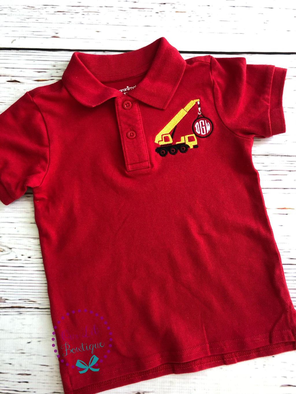 Construction Truck Birthday Polo: Personalized Monogrammed Shirt