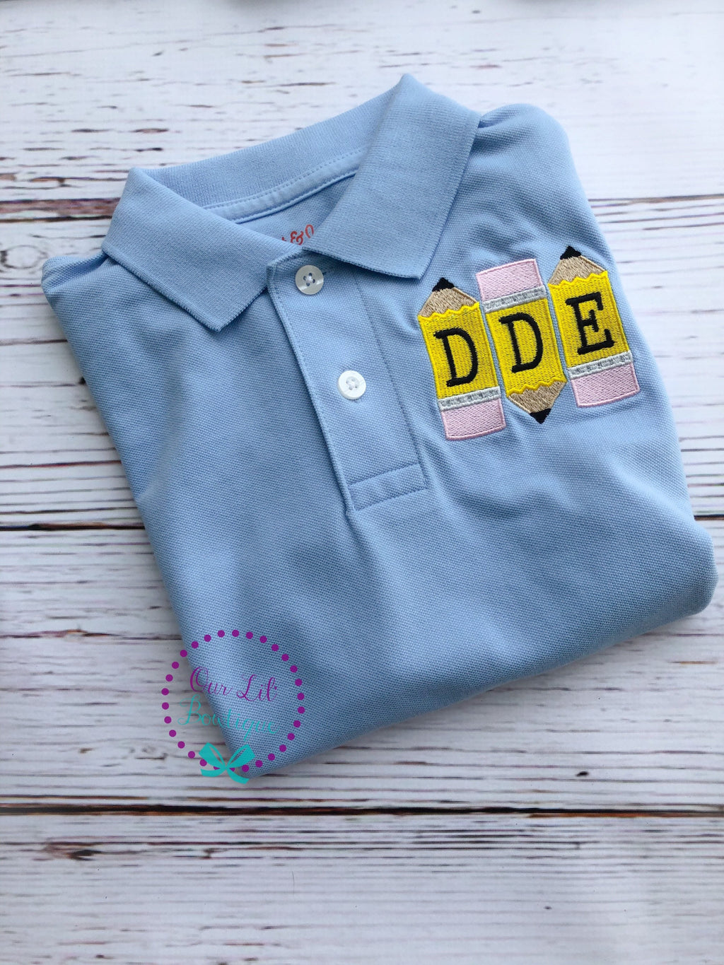 Monogrammed Pencil Polo Shirt - Back to School Outfit