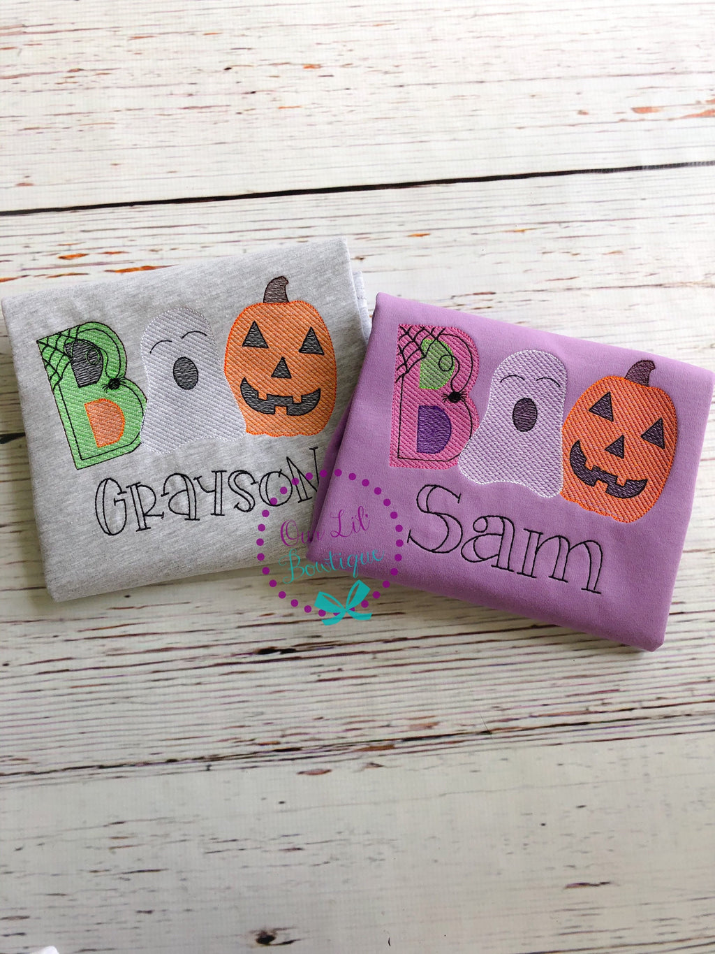 Embroidered Halloween Shirt: Ghost, Pumpkin, Personalized Boo Design