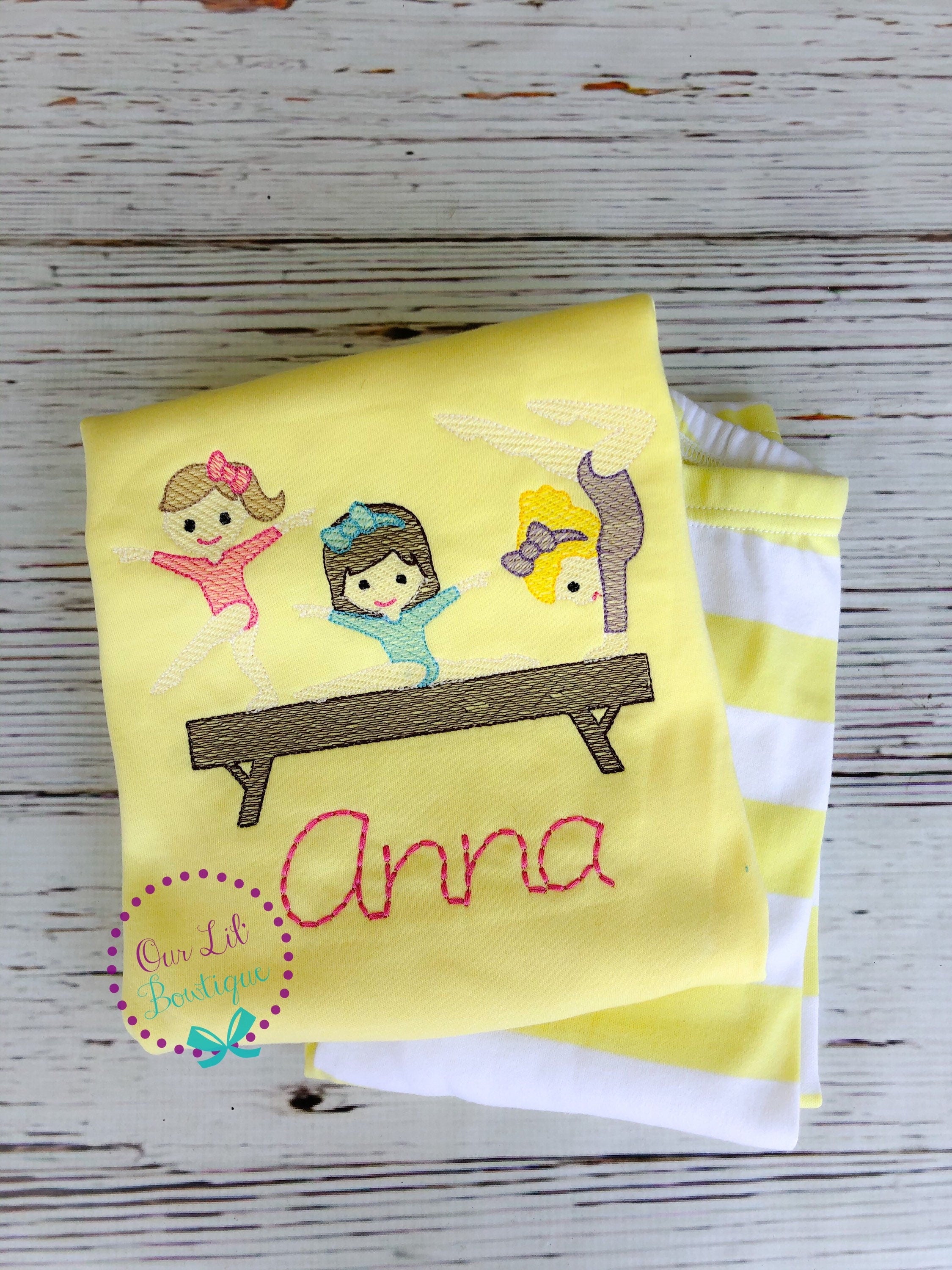 Embroidered Gymnastics Outfit: Personalized Gymnast Shirt & Pants