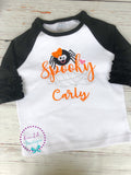 Girls Halloween Spider Shirt: Spooky Appliqué Spider with Bow