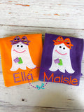 Personalized Ghost Applique Halloween Shirt - Girls BOO Shirt