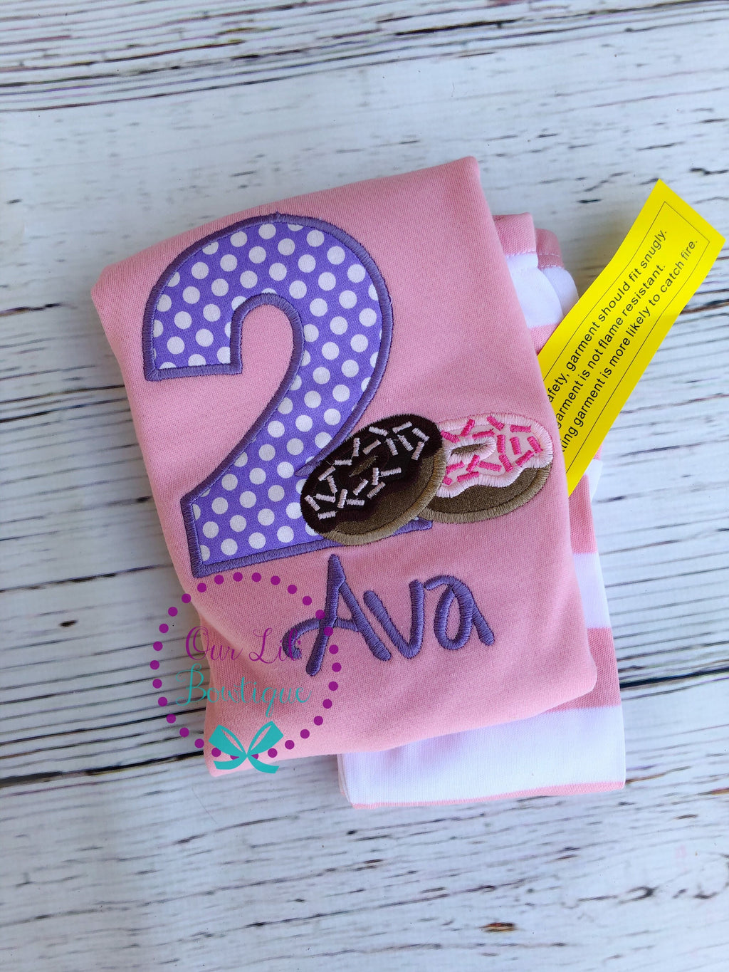 Donut Birthday Outfit: Personalized Appliqué Shirt & Pants
