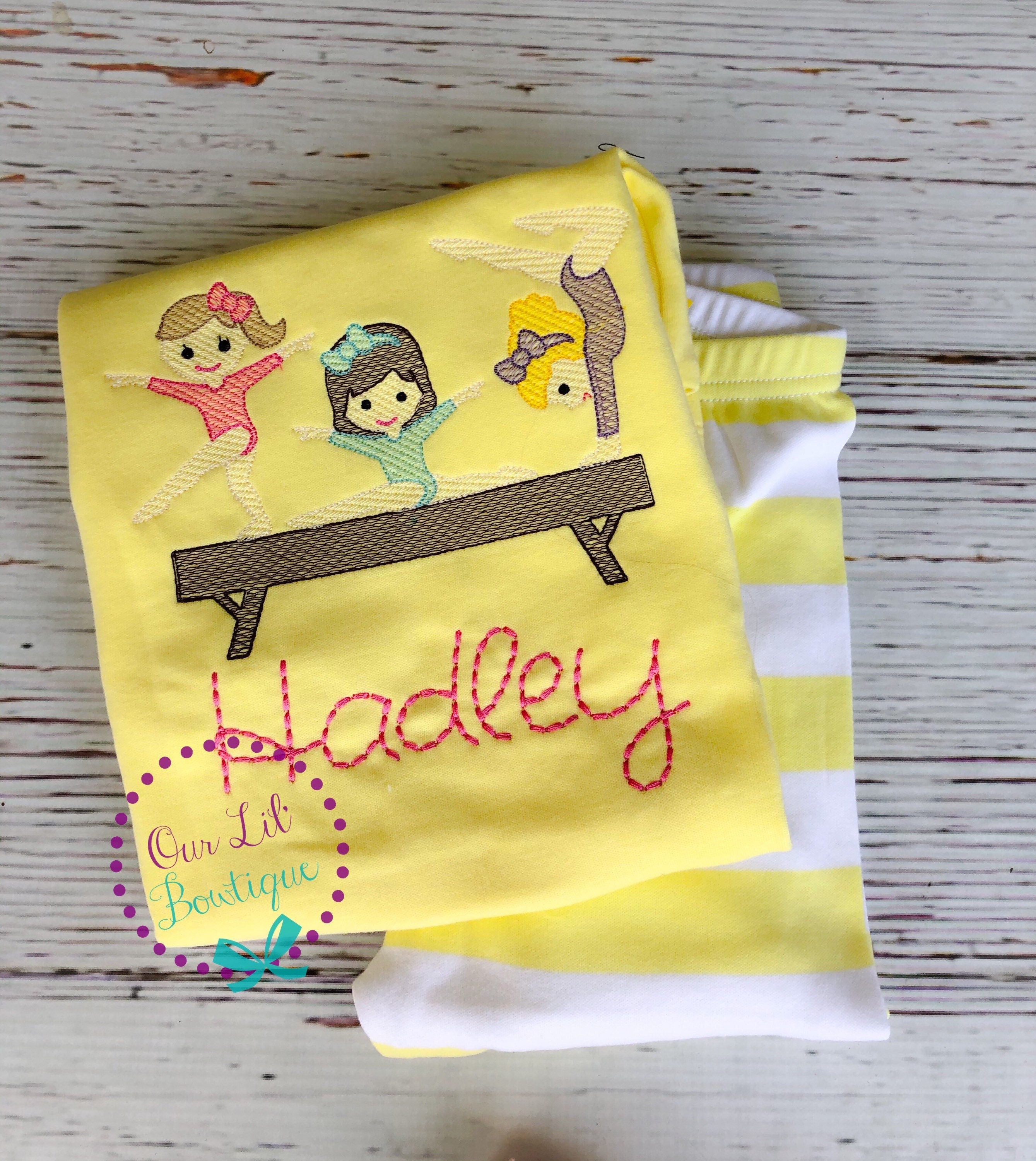 Embroidered Gymnastics Outfit: Personalized Gymnast Shirt & Pants