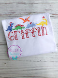Personalized Christmas Dinosaur Shirt: Embroidered Santa Dino Tee