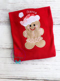 Gingerbread Christmas Applique Shirt - Personalized Girls Holiday Tee