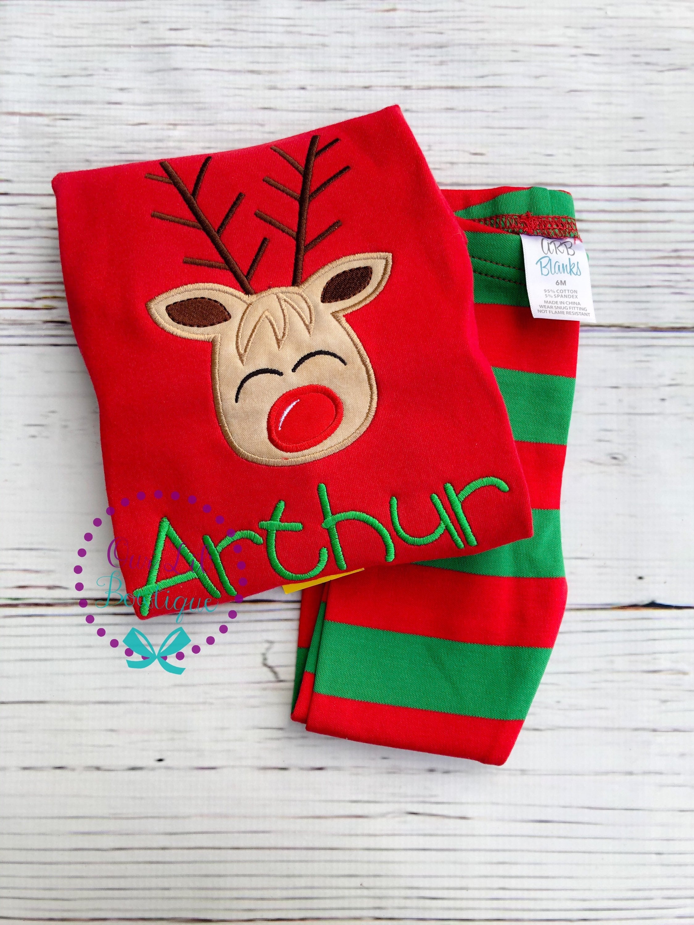 PRE-ORDER Reindeer Pajamas - Christmas PJs- Pajamas- Personalized Christmas PJs - Christmas Reindeer - Matching Christmas Pajamas