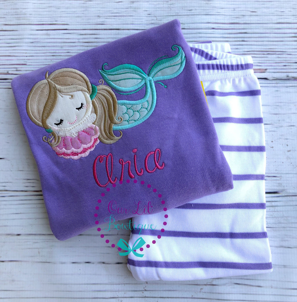 Personalized Mermaid Applique Birthday Shirt