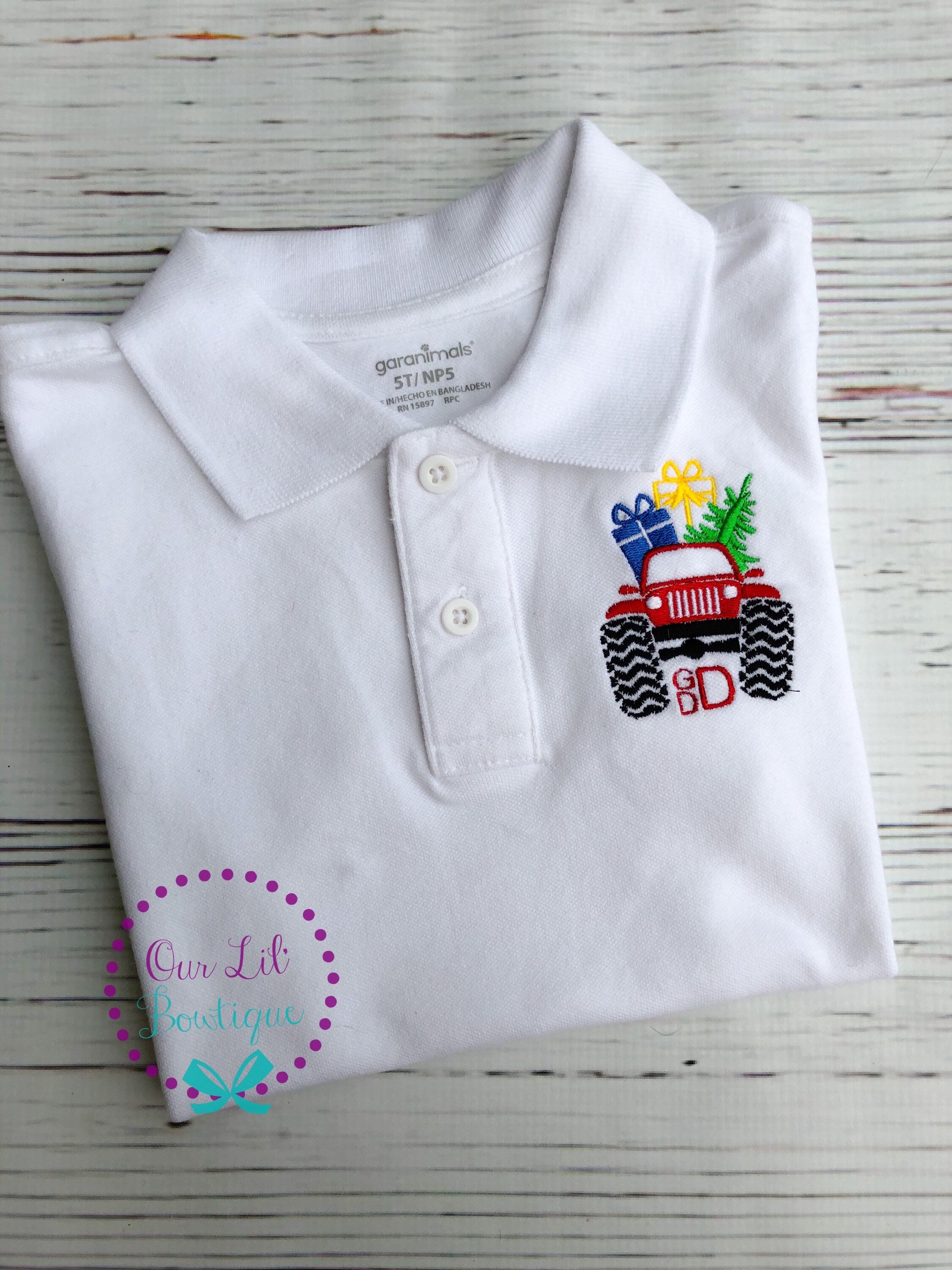 Christmas Truck Polo: Monogrammed Boys Shirt
