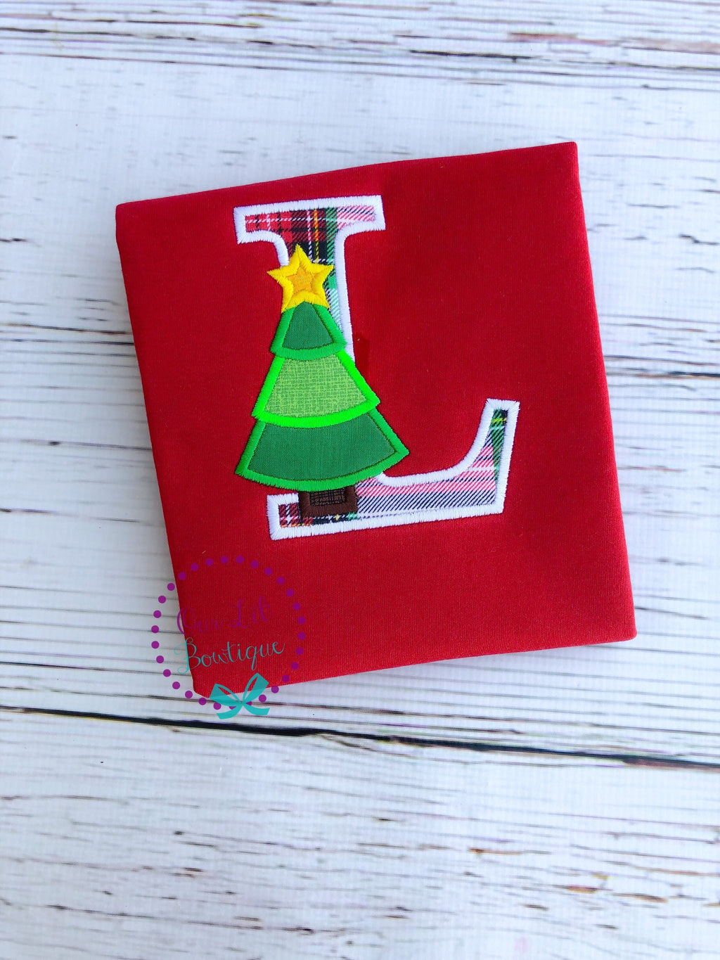 Personalized Initial Christmas Tree Shirt - Embroidered Nutcracker Design