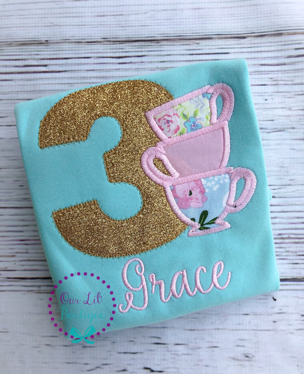 Tea Party Birthday Shirt: Teapot Outfit, Personalized First Birthday