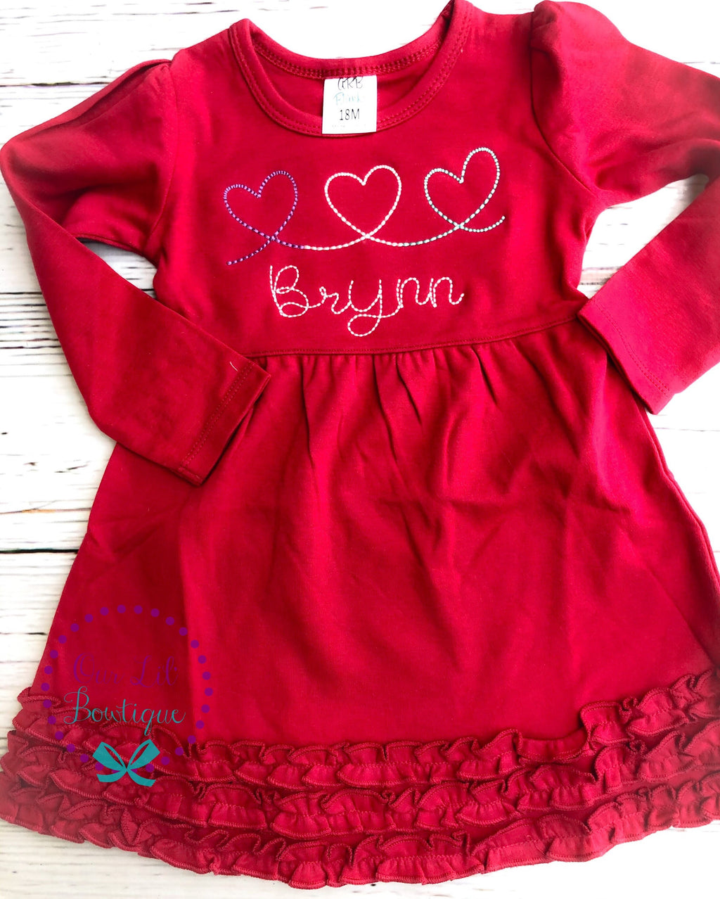 Personalized Valentine's Day Dress: Heart Name Ruffle Dress