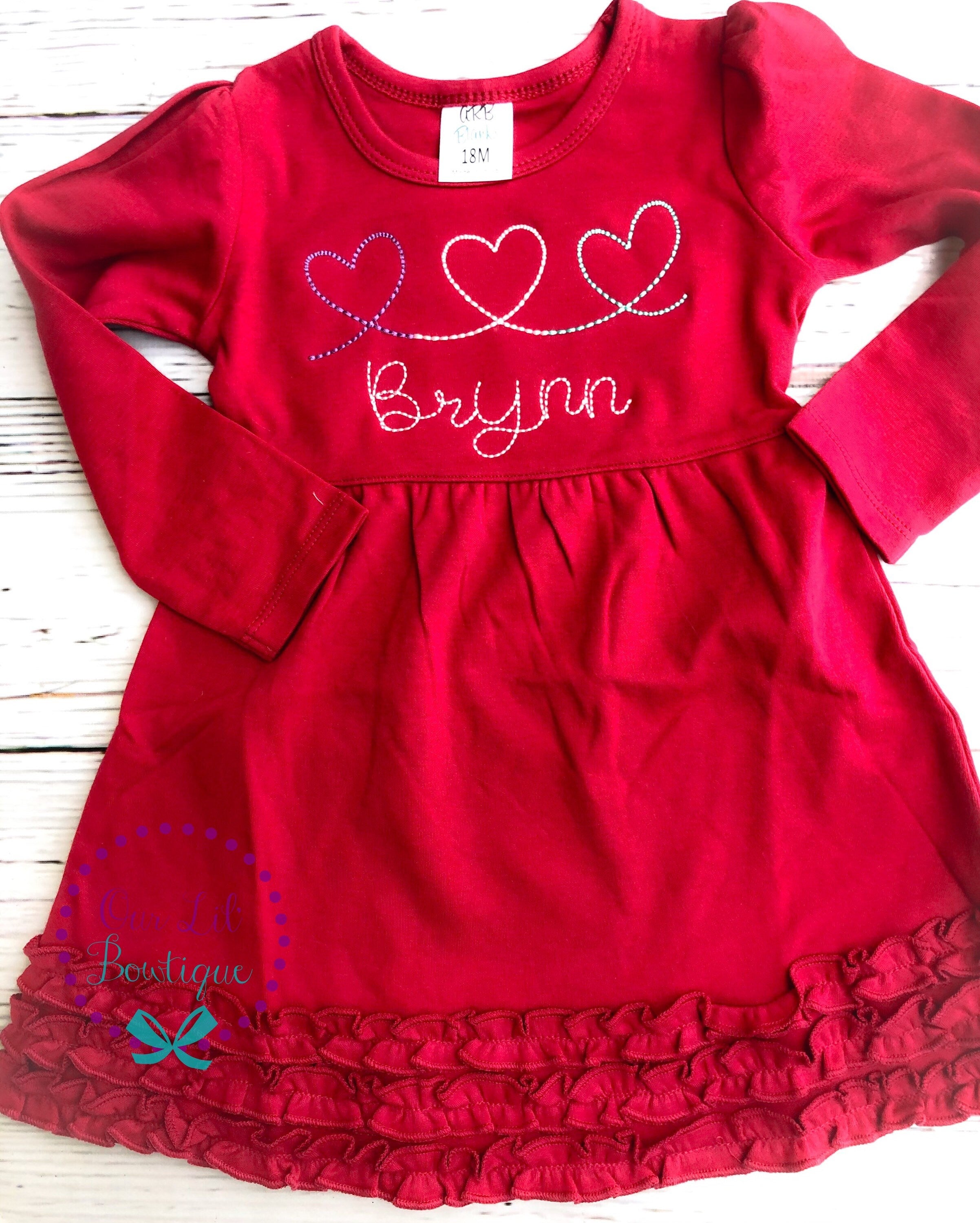 Personalized Valentine's Day Dress: Heart Name Ruffle Dress