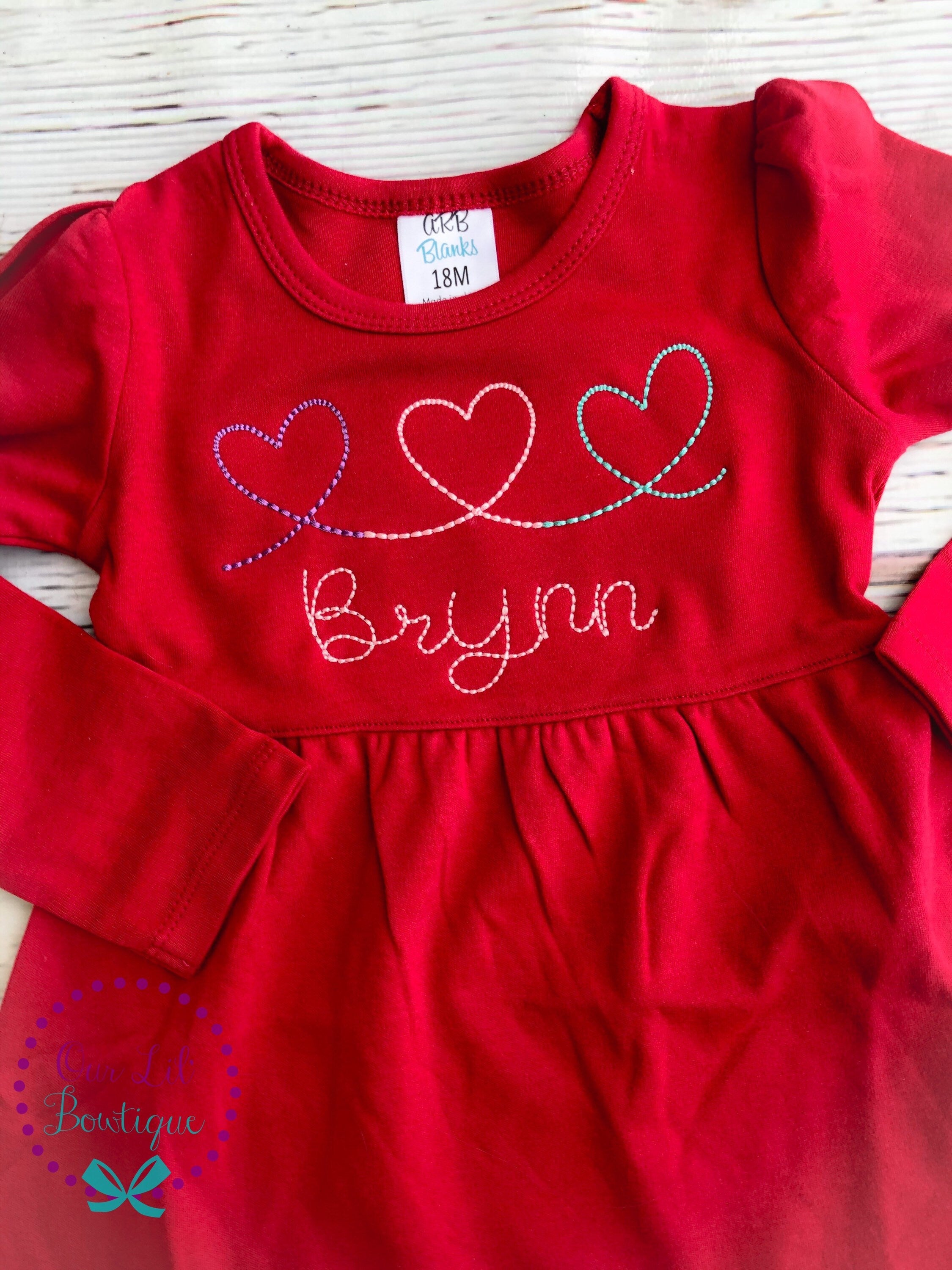 Personalized Valentine's Day Dress: Heart Name Ruffle Dress