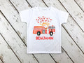 Valentine Firetruck Shirt: Personalized Boy's Raglan Tee
