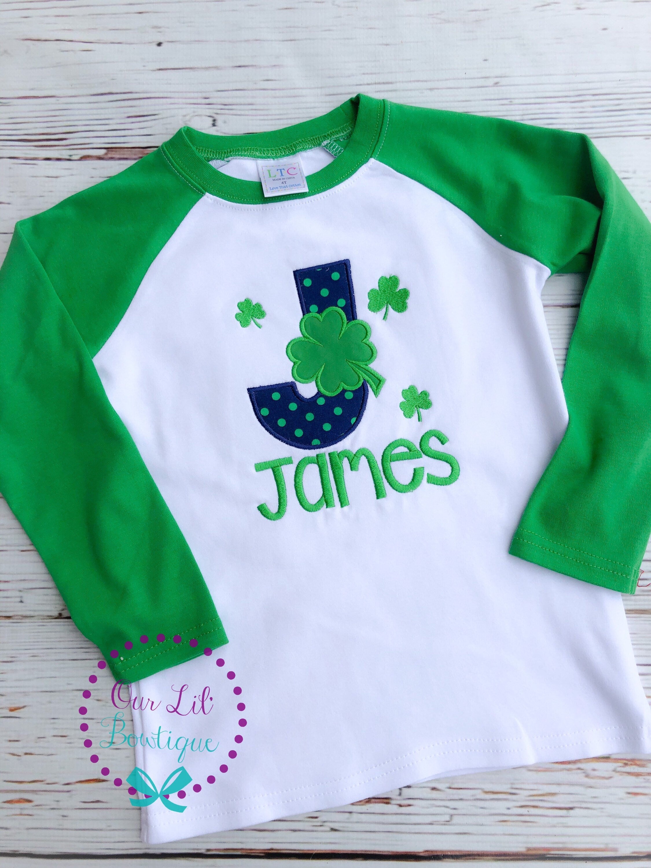 Personalized Shamrock Shirt: Embroidered St. Patrick's Day Bodysuit