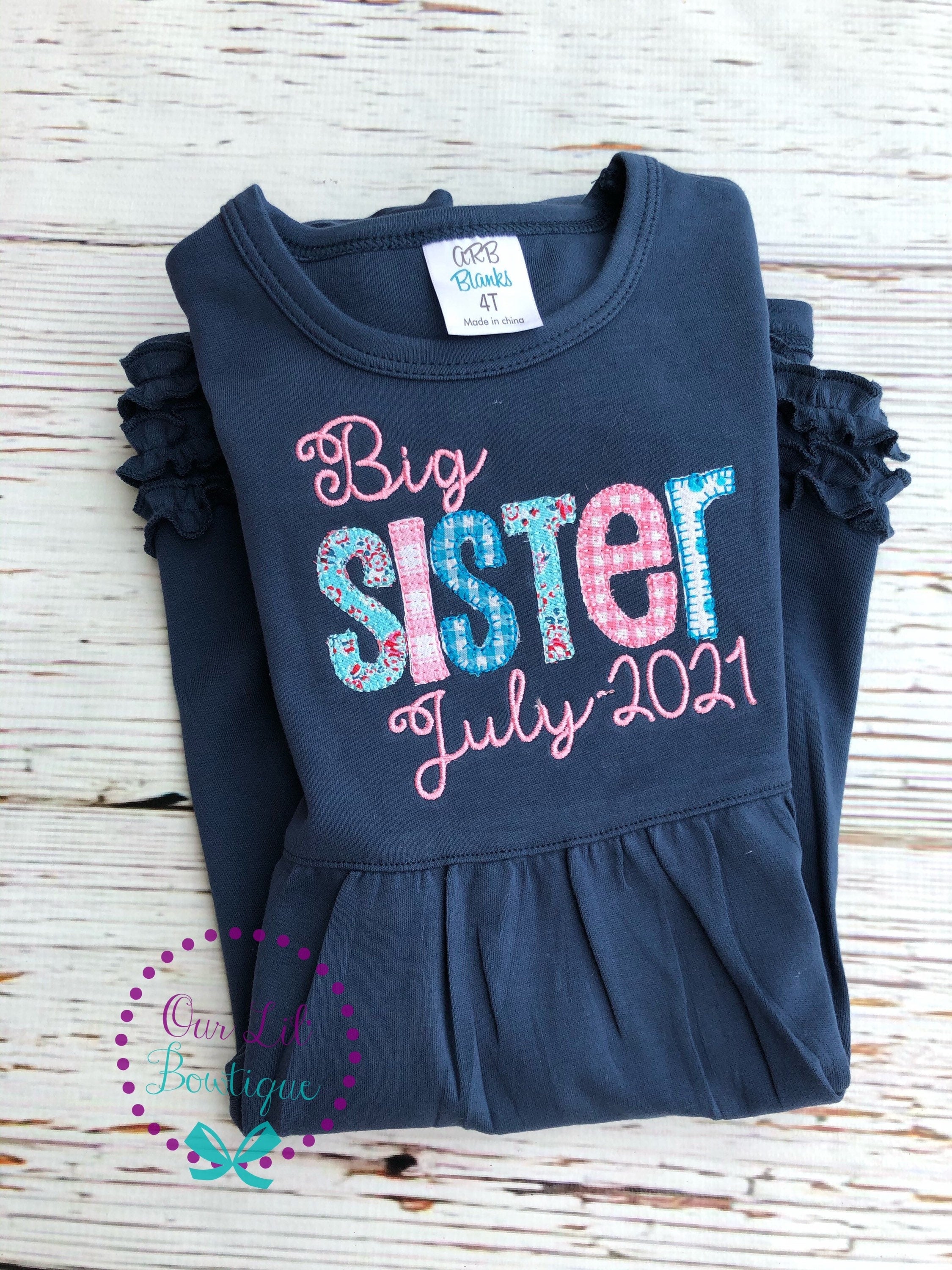 Big Sister Dress - Baby Announcement - Big Sister - Little Sister - Sibling Shirts - Pregnancy Announcement - Sister Shirt - Sister Dress
