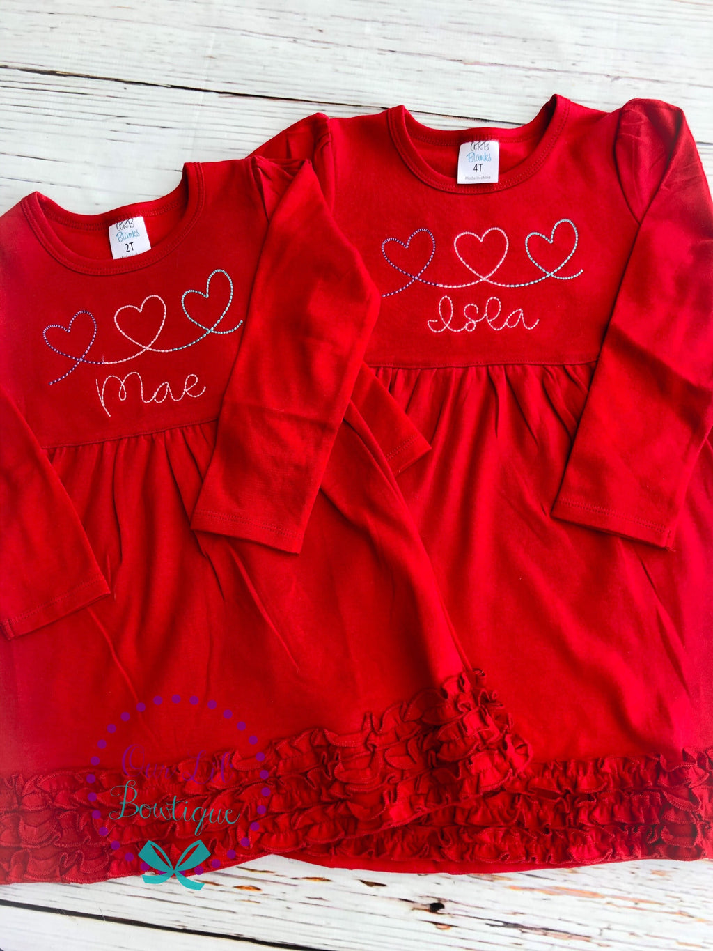 Personalized Valentine's Day Dress: Heart Name Ruffle Dress