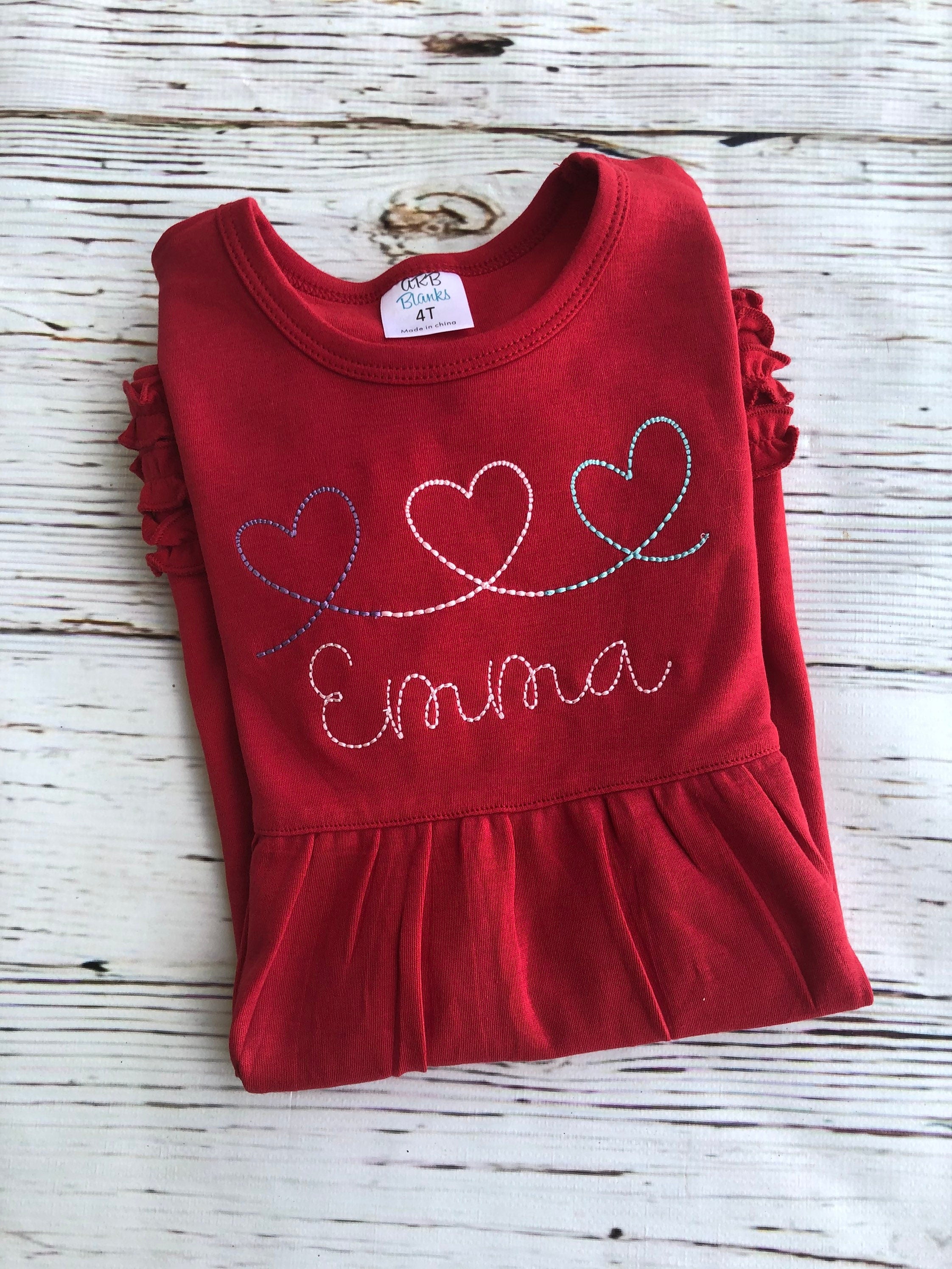 Personalized Valentine's Day Dress: Heart Name Ruffle Dress