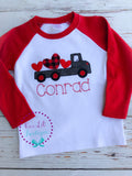 Personalized Valentine's Truck Shirt: Embroidered Heart Applique