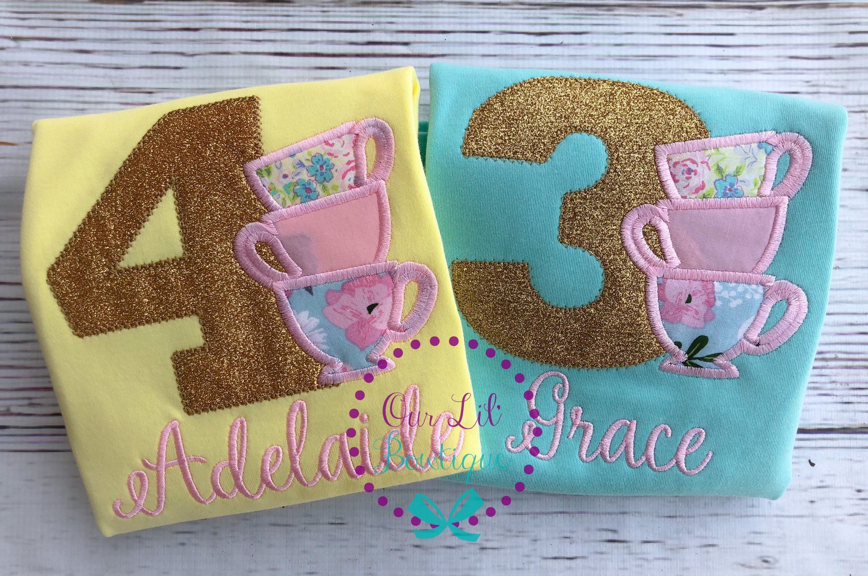 Tea Party Birthday Shirt: Teapot Outfit, Personalized First Birthday