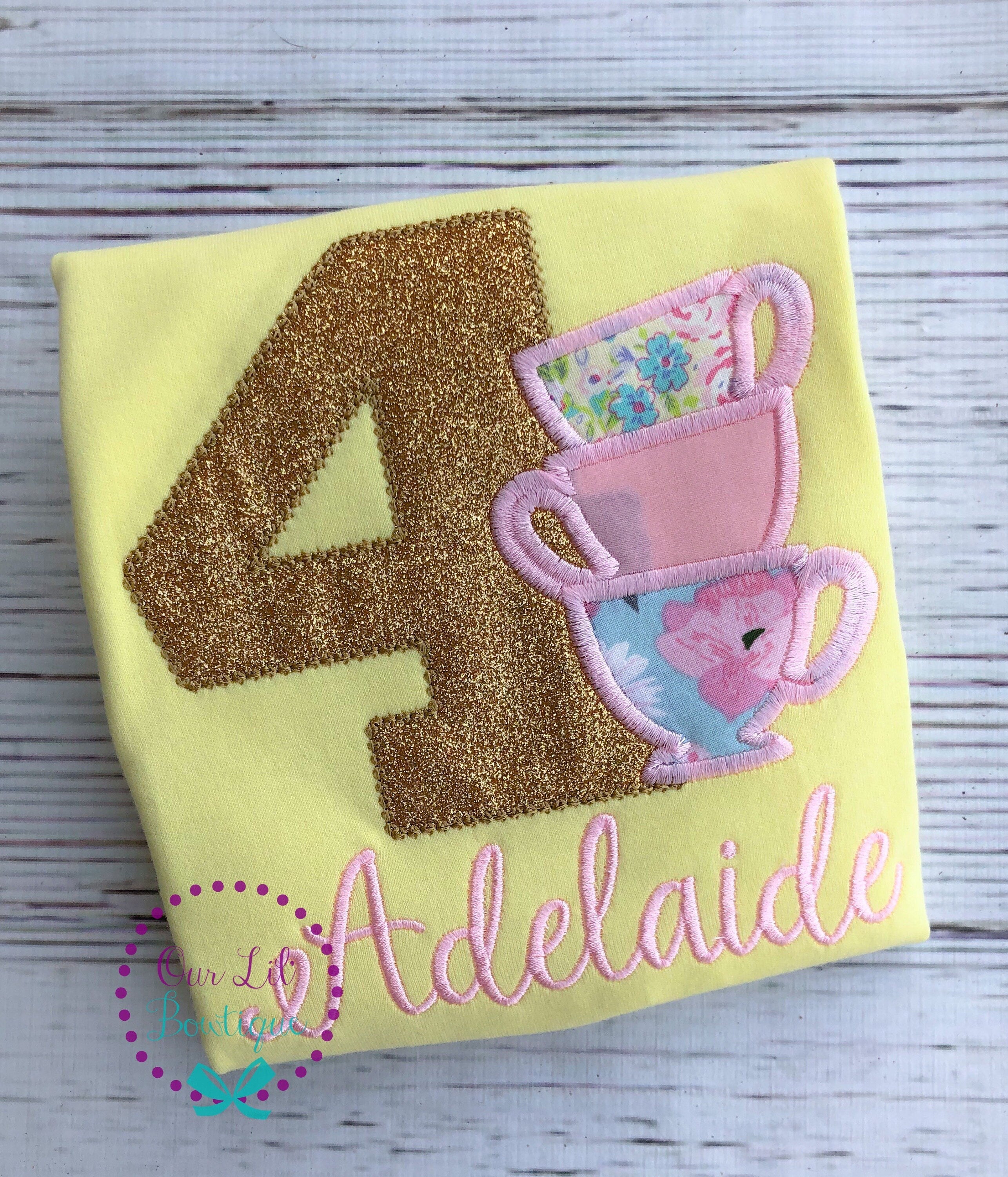 Tea Party Birthday Shirt: Teapot Outfit, Personalized First Birthday