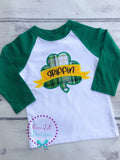 Personalized Shamrock Raglan Shirt - St. Patrick's Day Top Hat Design