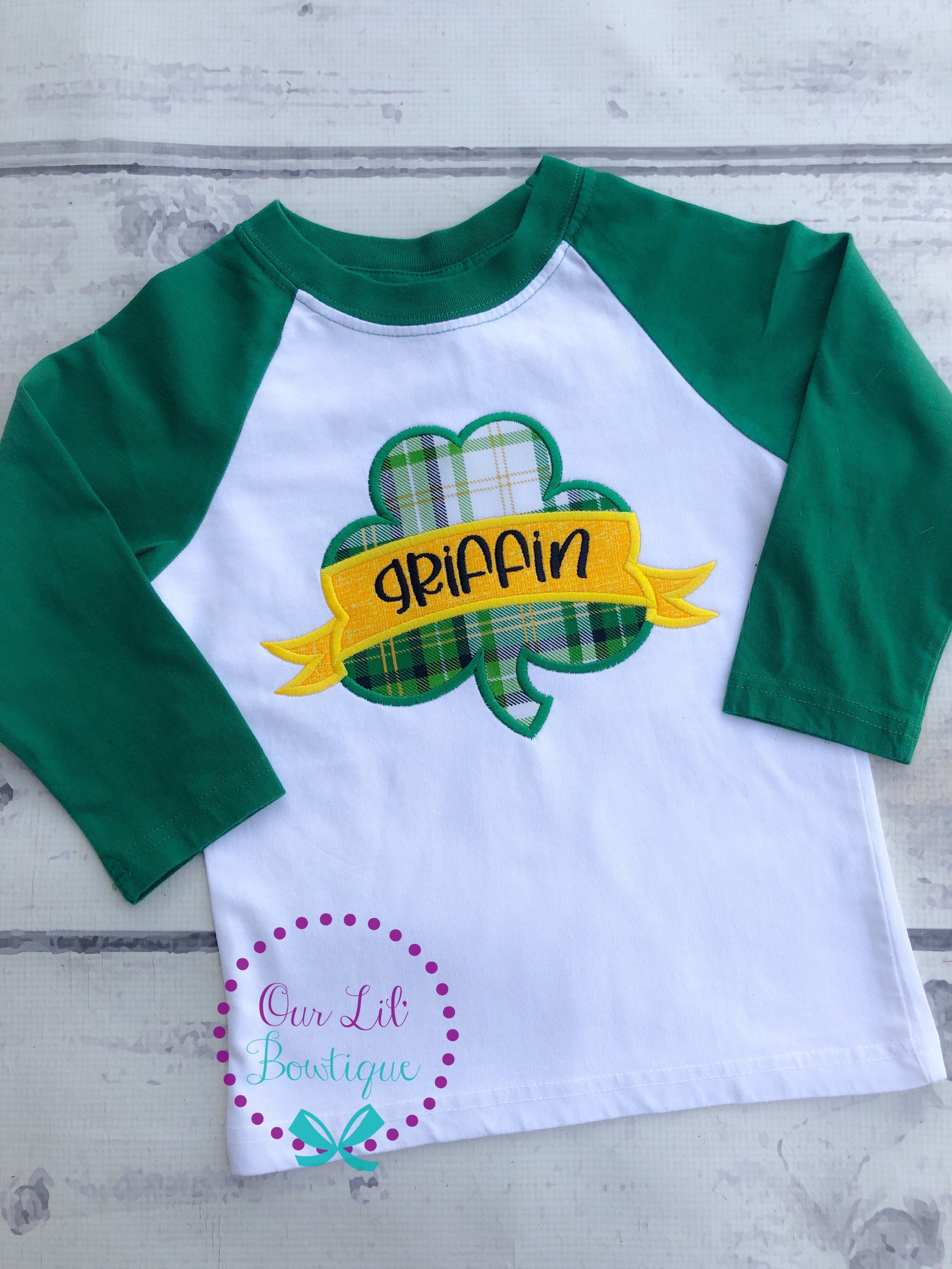 Personalized Shamrock Raglan Shirt - St. Patrick's Day Top Hat Design