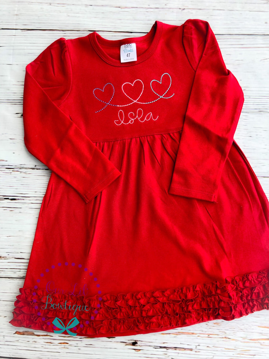 Personalized Valentine's Day Dress: Heart Name Ruffle Dress