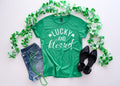 Womens St. Patrick's Day Shirt: Lucky & Blessed Shamrock Tee