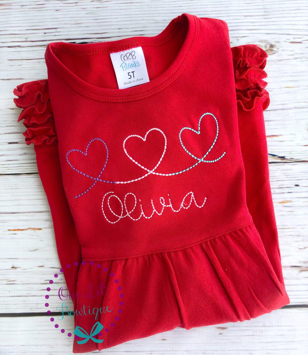 Personalized Valentine's Day Dress: Heart Name Ruffle Dress